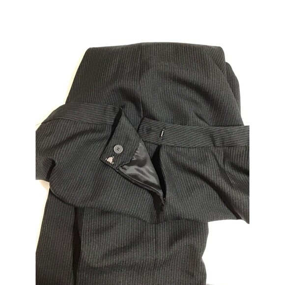 Jones Wear Suit Trouser Pants Womens 14 Black Pinstripe Wide Leg Professional - Picture 6 of 12